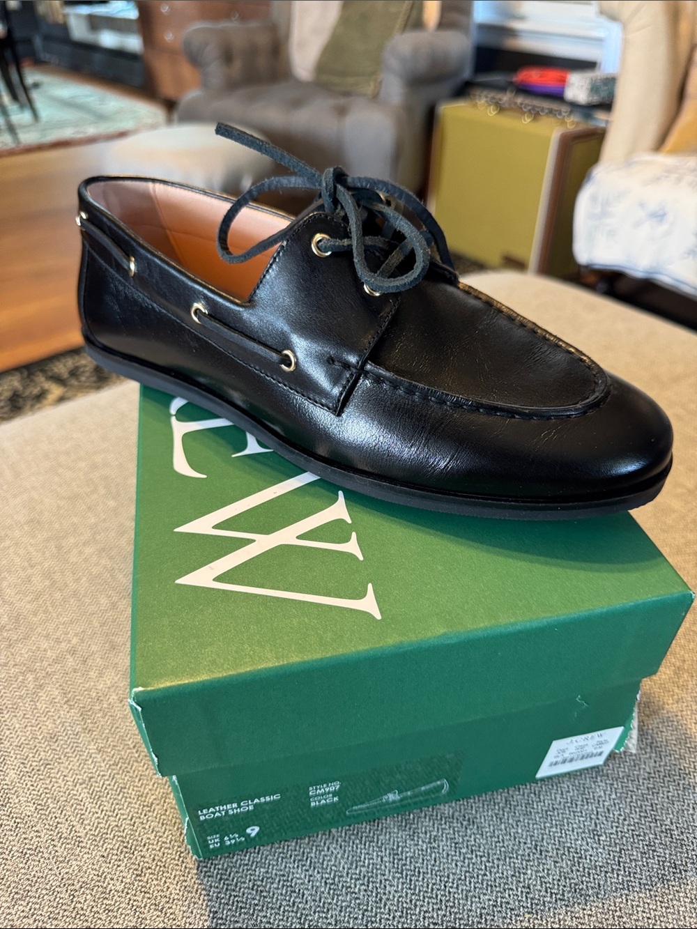 J. Crew Black Leather Classic Boat Shoe Loafer